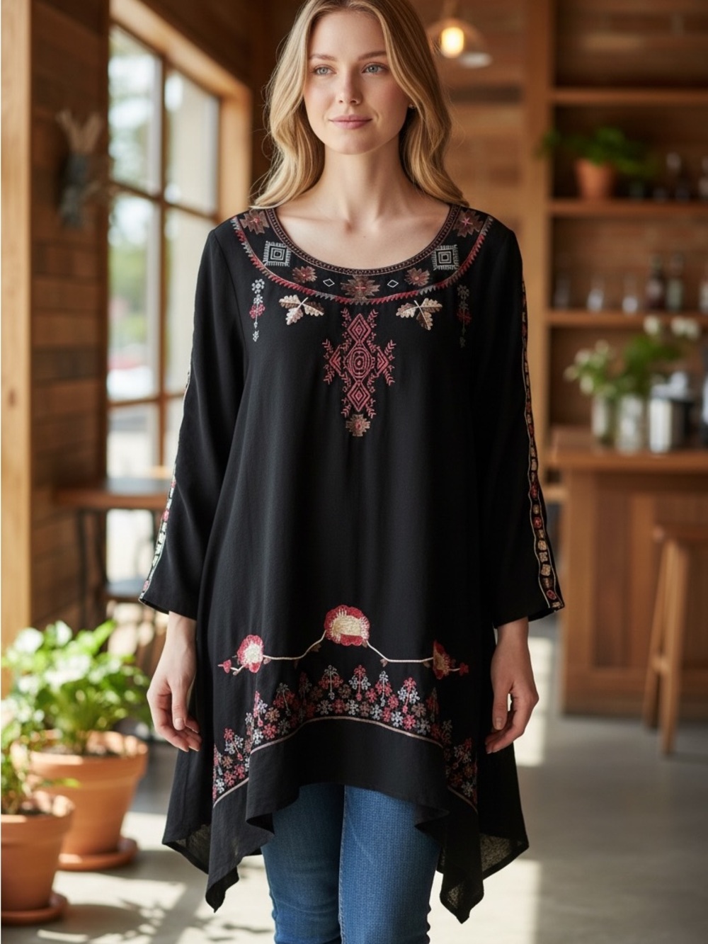 Tasha Polizzi Embroidered Western Tunic Top